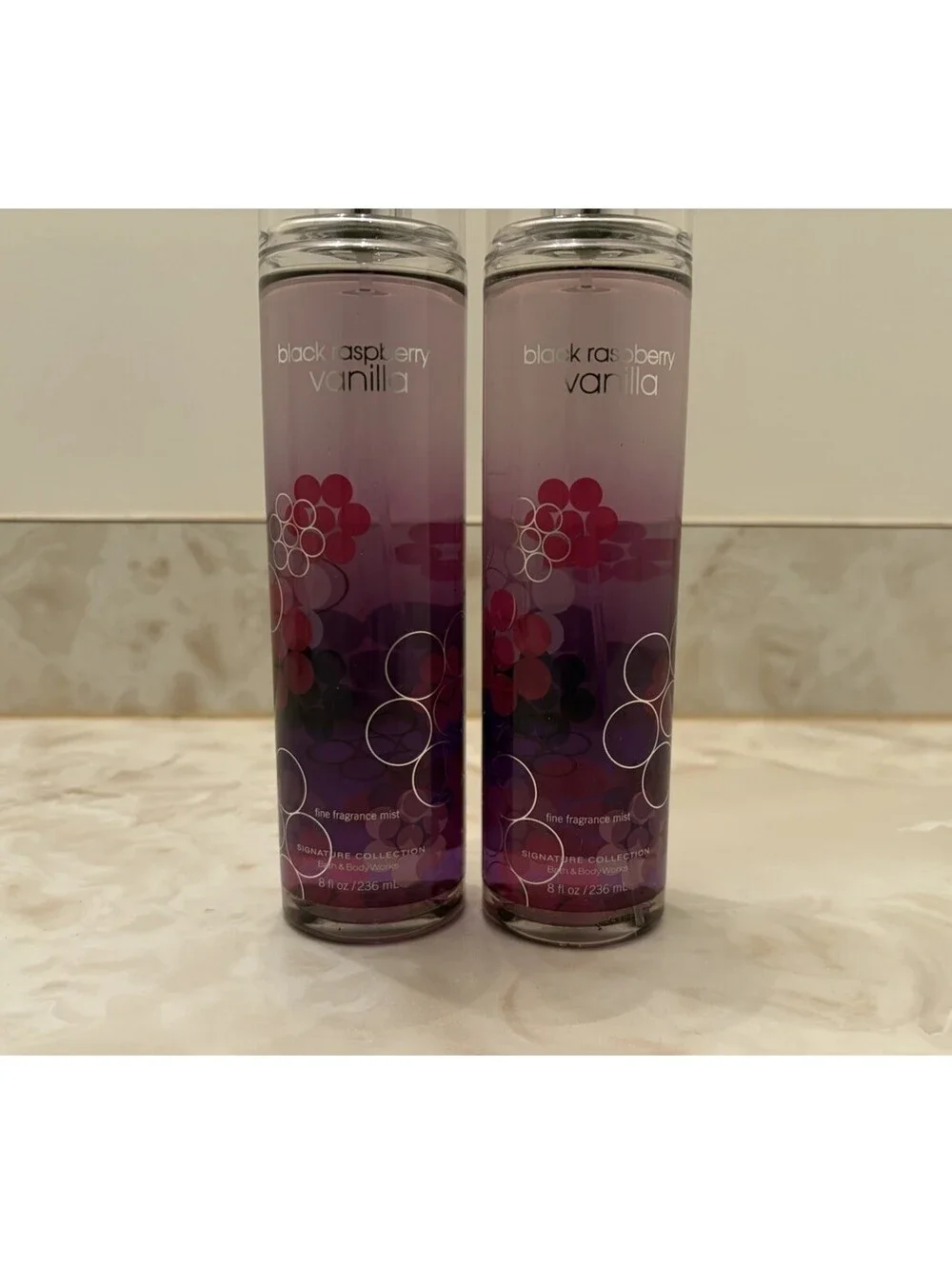 Lot Of 2 Bath & Body Works BLACK RASPBERRY VANILLA Fragrance Mist Spray 8oz NEW